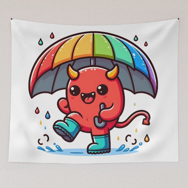 Item preview, Kawaii Buoyant Demon: Wearing Rain Boots designed and sold by CanvasCutie.