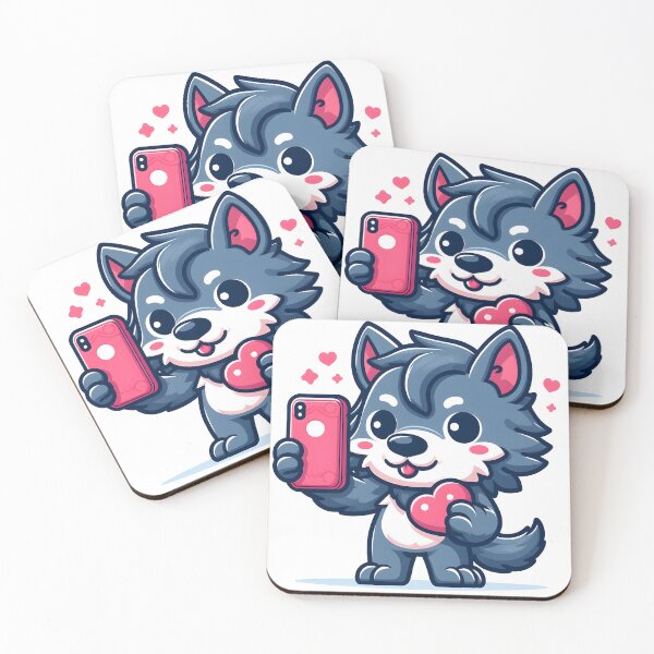 Item preview, Kawaii Lovable Werewolf With Phone With A Heart-Shaped Case designed and sold by CanvasCutie.