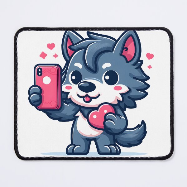 Item preview, Kawaii Lovable Werewolf With Phone With A Heart-Shaped Case designed and sold by CanvasCutie.