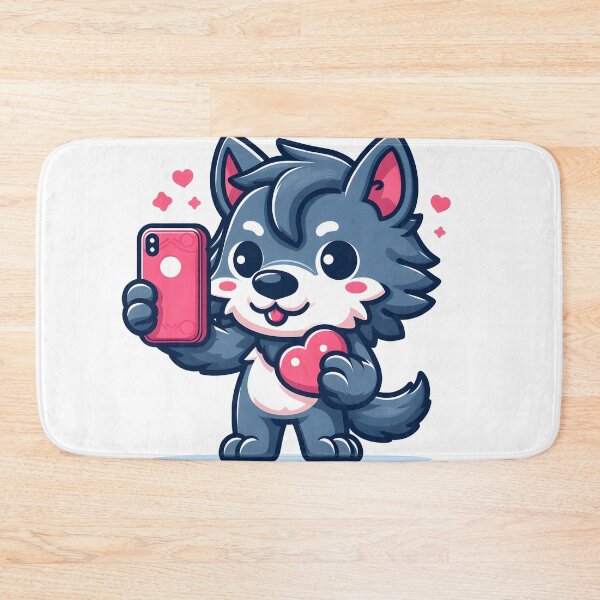 Item preview, Kawaii Lovable Werewolf With Phone With A Heart-Shaped Case designed and sold by CanvasCutie.