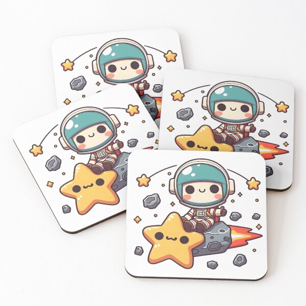 Item preview, Kawaii Space Explorer Sitting On A Shooting Star With Meteorite Necklace designed and sold by CanvasCutie.