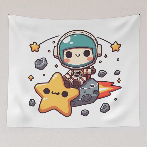 Item preview, Kawaii Space Explorer Sitting On A Shooting Star With Meteorite Necklace designed and sold by CanvasCutie.