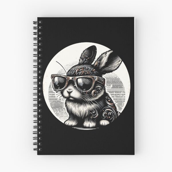 Item preview, black and white rabbit wearing sunglasses, psychedelic designed and sold by Mechanical-Artt.