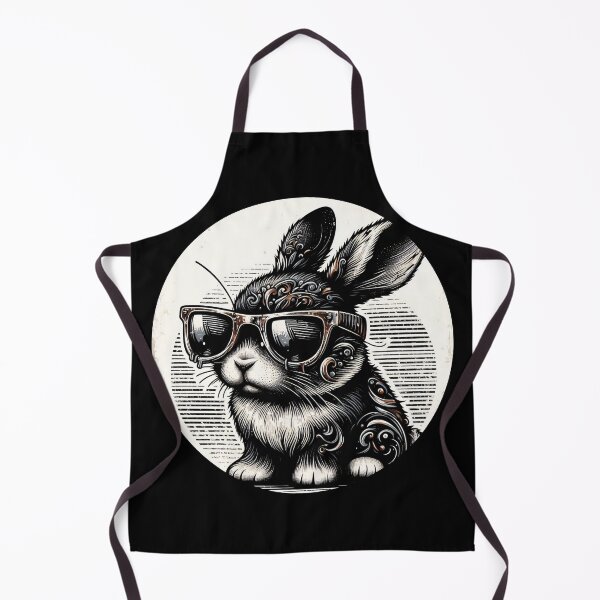 Aperçu de l'œuvre lapin noir et blanc portant des lunettes de soleil, psychédélique créée et vendue par Mechanical-Artt.