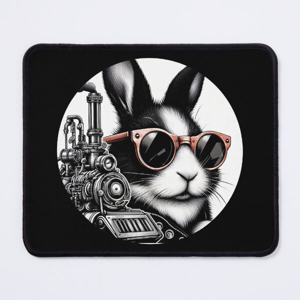 Item preview, rabbit beside a retro train designed and sold by Mechanical-Artt.