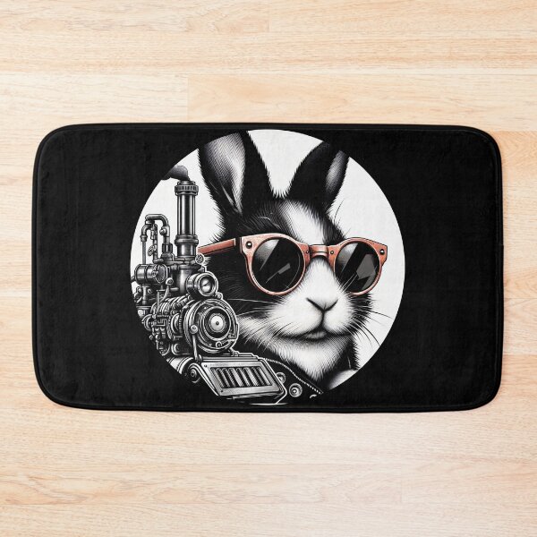 Item preview, rabbit beside a retro train designed and sold by Mechanical-Artt.