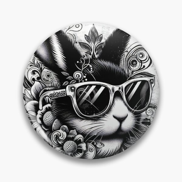 Item preview, black and white bunny wearing sunglasses designed and sold by Mechanical-Artt.