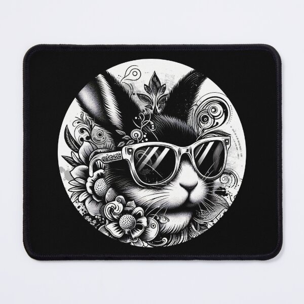 Item preview, black and white bunny wearing sunglasses designed and sold by Mechanical-Artt.