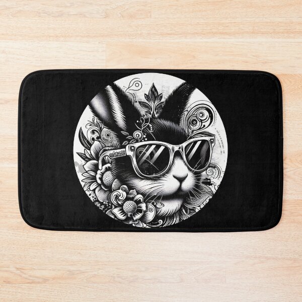 Item preview, black and white bunny wearing sunglasses designed and sold by Mechanical-Artt.