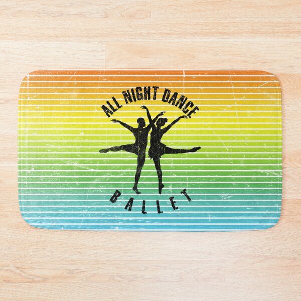 Item preview, Black silhouette of a couple dancing ballet against a background of colorful stripes designed and sold by HarridanCreates.