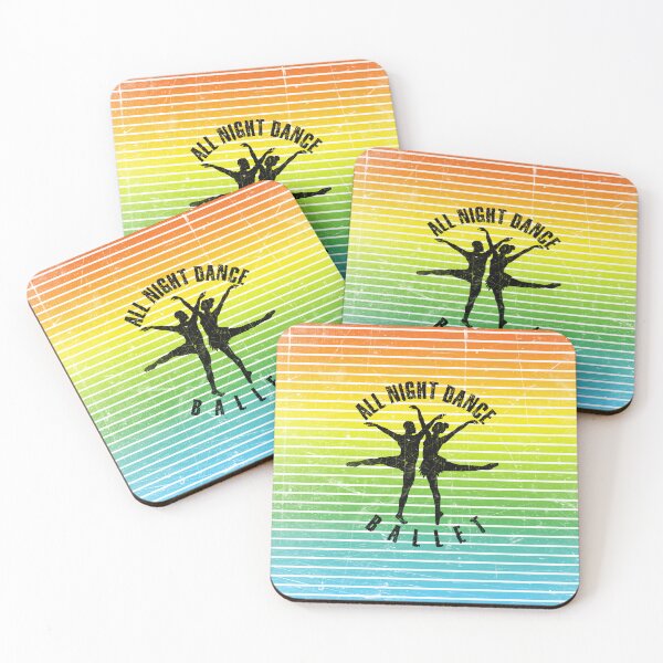 Item preview, Black silhouette of a couple dancing ballet against a background of colorful stripes designed and sold by HarridanCreates.