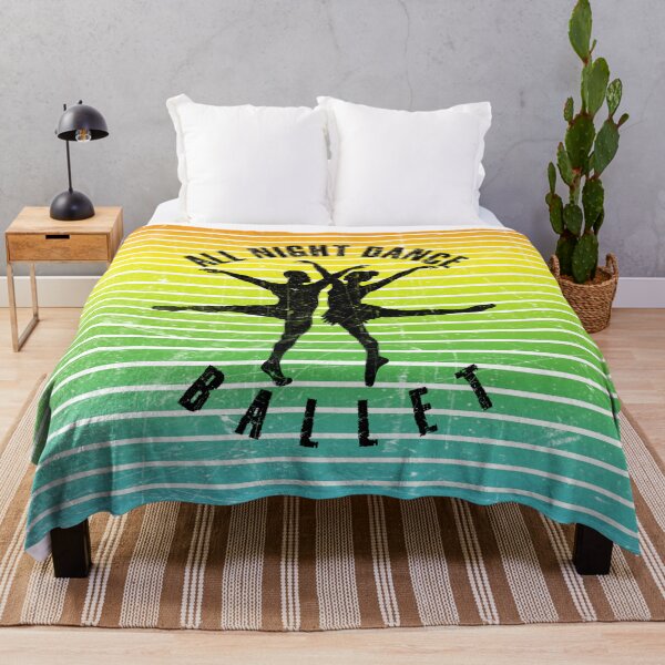 Item preview, Black silhouette of a couple dancing ballet against a background of colorful stripes designed and sold by HarridanCreates.