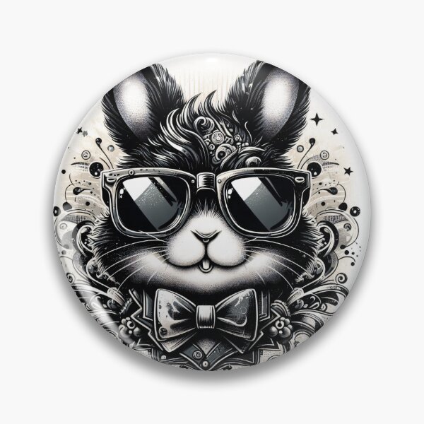 Item preview, black and white rabbit with sunglasses and bowtie designed and sold by Mechanical-Artt.