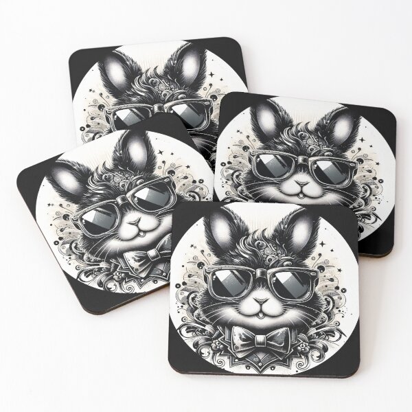 Item preview, black and white rabbit with sunglasses and bowtie designed and sold by Mechanical-Artt.