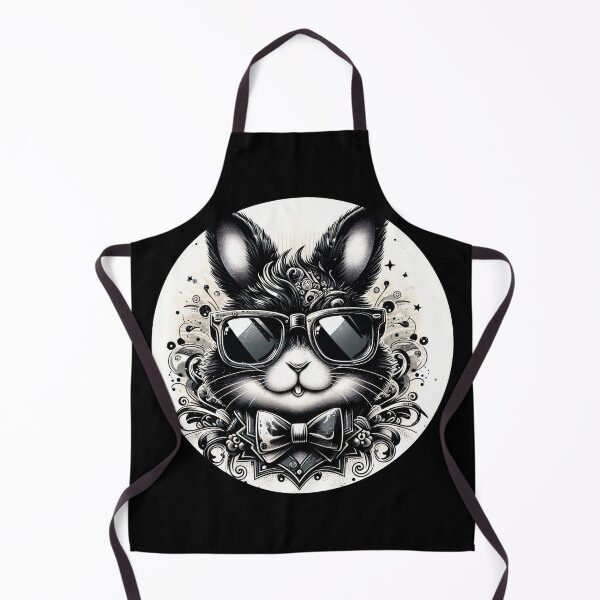 Aperçu de l'œuvre lapin noir et blanc avec des lunettes de soleil et un noeud papillon créée et vendue par Mechanical-Artt.