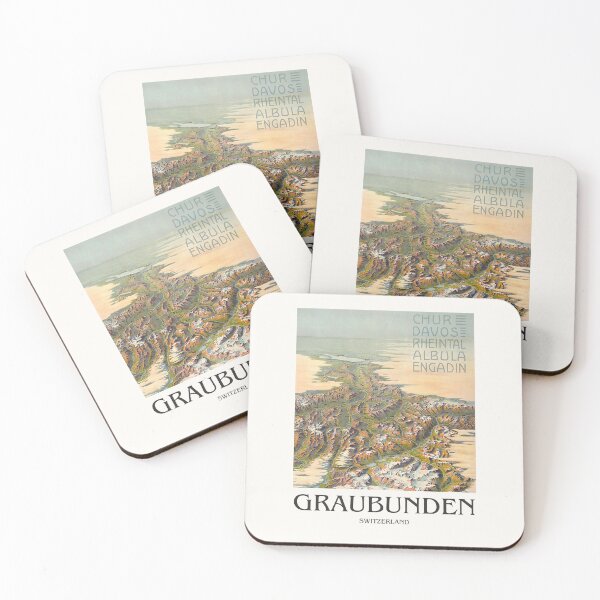 Item preview, Graubunden Switzerland Vintage Travel Poster designed and sold by cutesy.