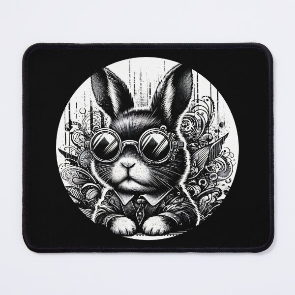 Item preview, elagant black and white rabbitwith sunglasses designed and sold by Mechanical-Artt.
