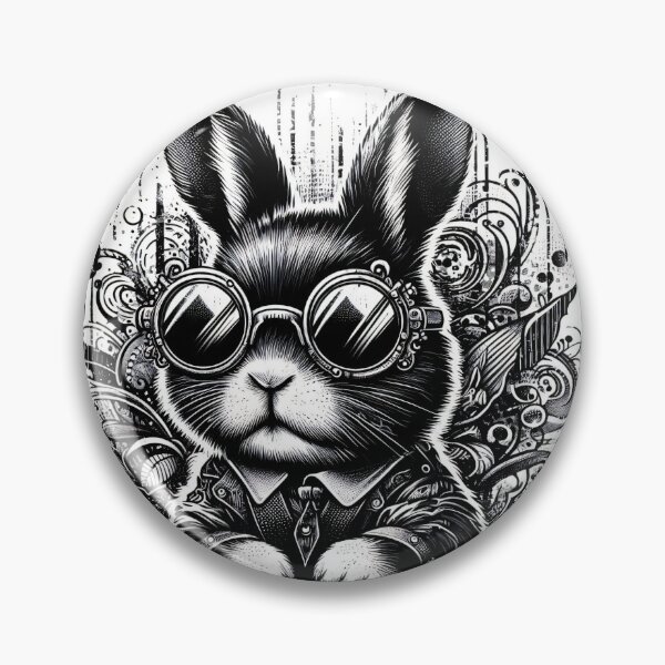 Item preview, elagant black and white rabbitwith sunglasses designed and sold by Mechanical-Artt.
