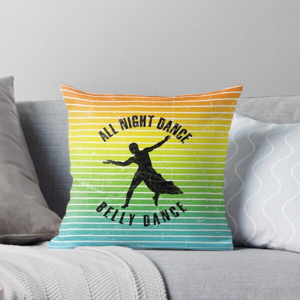 Item preview, Black silhouette of a man dancing belly dance against a background of colorful stripes designed and sold by HarridanCreates.