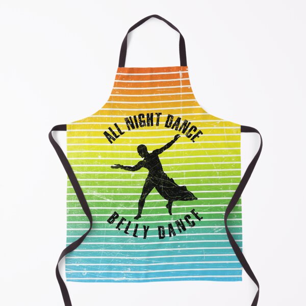 Item preview, Black silhouette of a man dancing belly dance against a background of colorful stripes designed and sold by HarridanCreates.