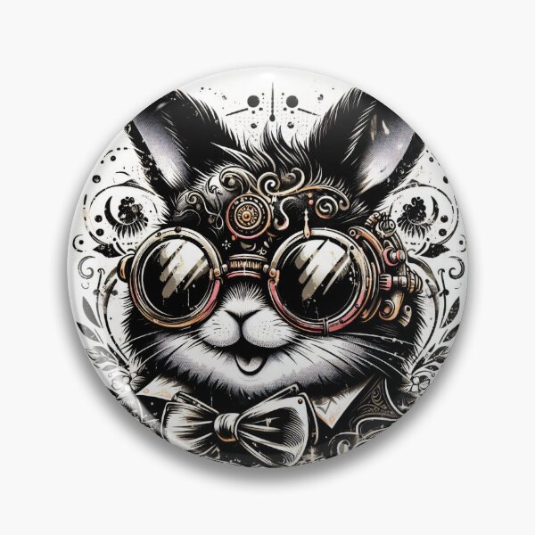 Item preview, rabbit wearing goggles and a bow tie designed and sold by Mechanical-Artt.