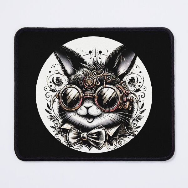Item preview, rabbit wearing goggles and a bow tie designed and sold by Mechanical-Artt.