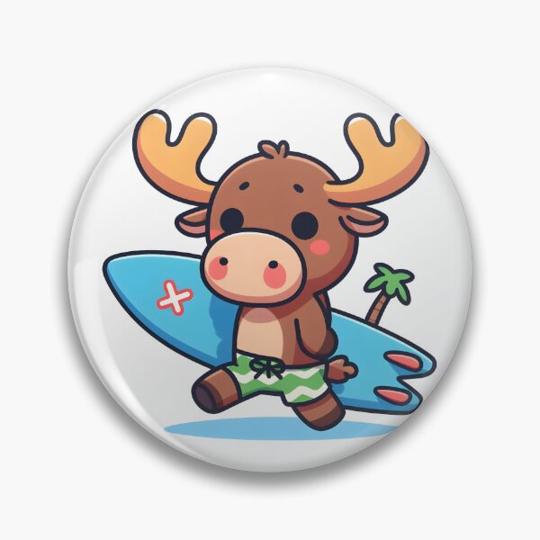 Item preview, Kawaii Moose With Surfboard designed and sold by CanvasCutie.