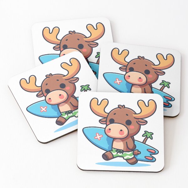 Item preview, Kawaii Moose With Surfboard designed and sold by CanvasCutie.