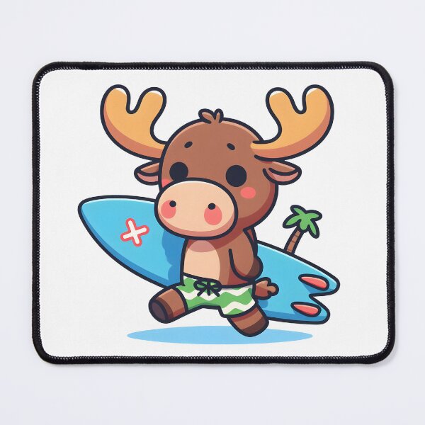 Item preview, Kawaii Moose With Surfboard designed and sold by CanvasCutie.