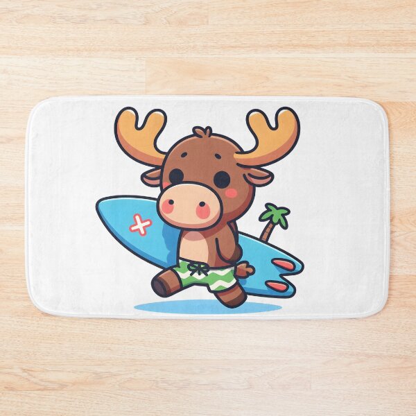 Item preview, Kawaii Moose With Surfboard designed and sold by CanvasCutie.