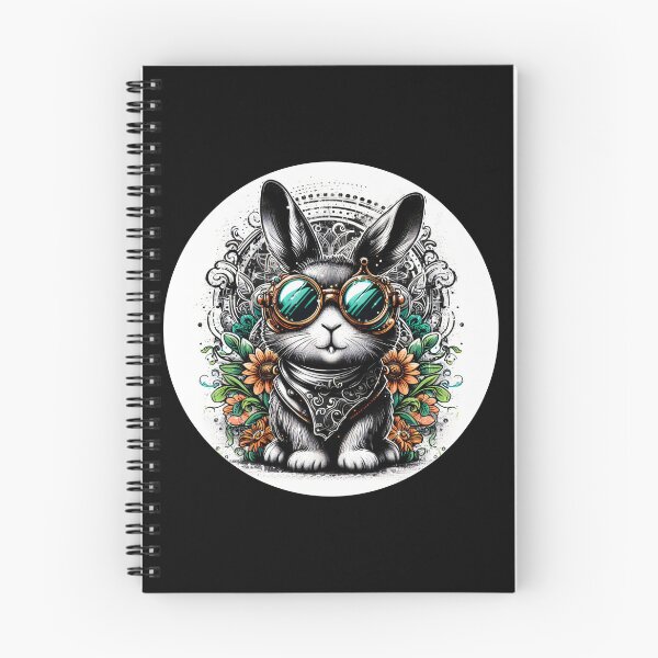 Item preview, black and white rabbit wearing sunglasses, cyberpunk, psychedelic, steampunk designed and sold by Mechanical-Artt.