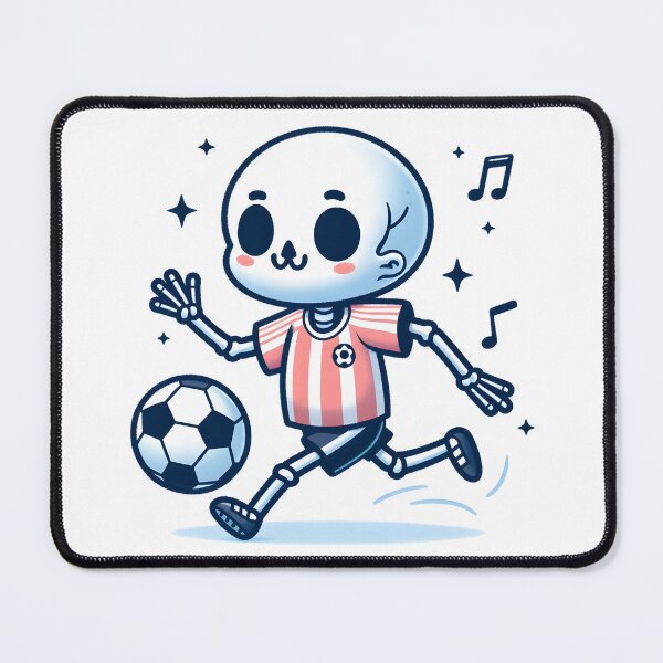 Item preview, Kawaii Whimsical Skeleton Playing Soccer With Sports Jersey designed and sold by CanvasCutie.