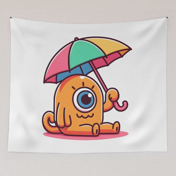 Item preview, Kawaii Sunny Cyclops With A Colorful Umbrella Hat designed and sold by CanvasCutie.
