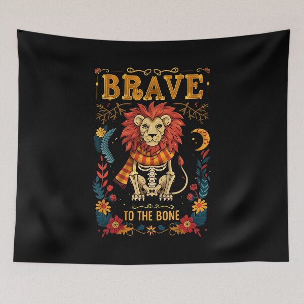 Item preview, Brave to the Bone - Lion Skeleton - Day of the Dead - Fantasy designed and sold by Fenay Designs.