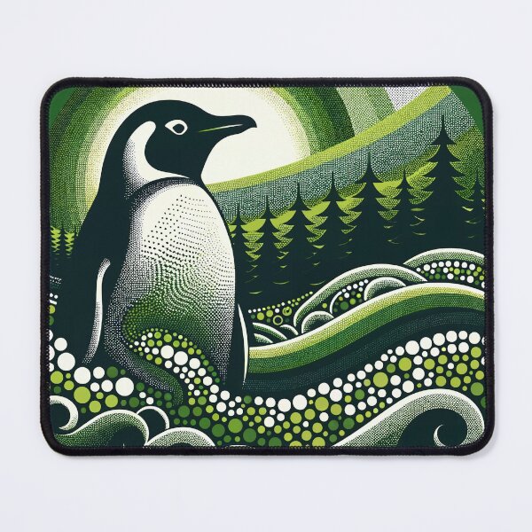 Item preview, Forest Green Dark Lime Penguin Forest Moon And Geometric Dot Waves designed and sold by PenguinForests.