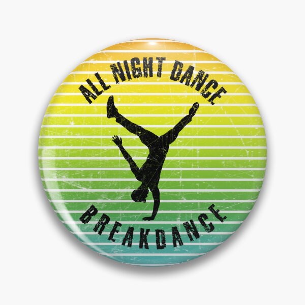 Item preview, Black silhouette of a man dancing breakdance against a background of colorful stripes designed and sold by HarridanCreates.