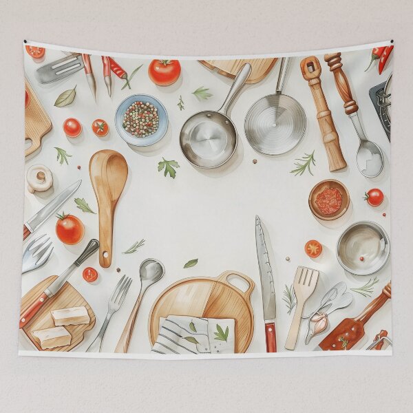 Item preview, kitchen flatlay designed and sold by PricklyPeanut.