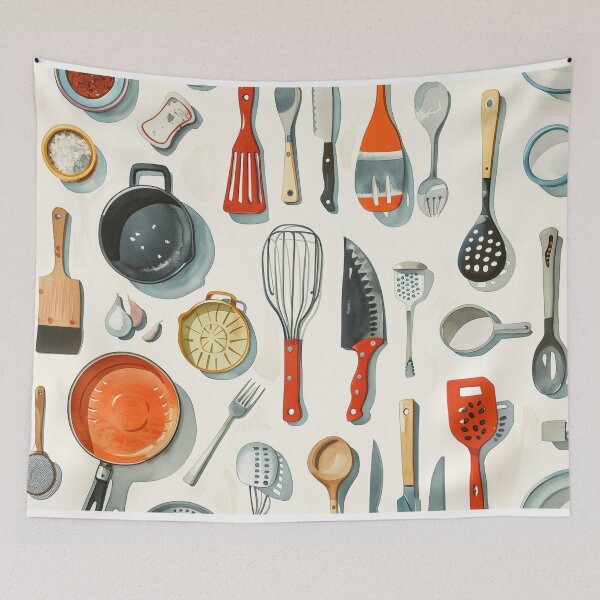 Item preview, kitchen flatlay designed and sold by PricklyPeanut.
