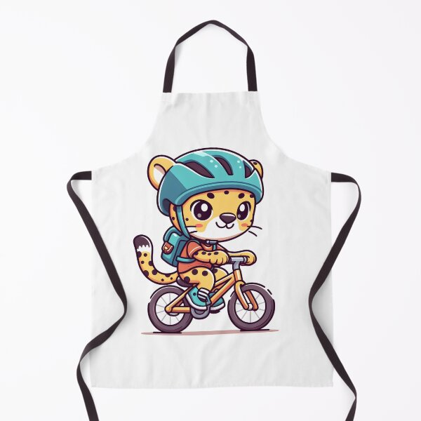 Item preview, Kawaii Cheetah Wearing A Helmet And A Backpack Riding A Bicycle designed and sold by CanvasCutie.