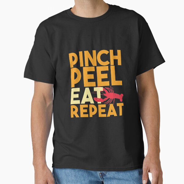 Vista previa del artículo con la obra «Pinch Peel Eat Repetir Cute Cool Crawfish Lover», diseñado y vendido por Bronby.