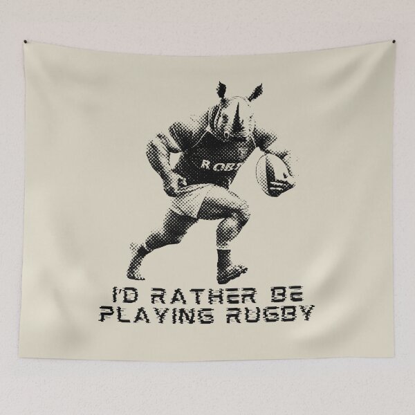 Artikelvorschau, Ich würde lieber Rugby Strong Rhino Halftone spielen entworfen und verkauft von TrueArtsStore.