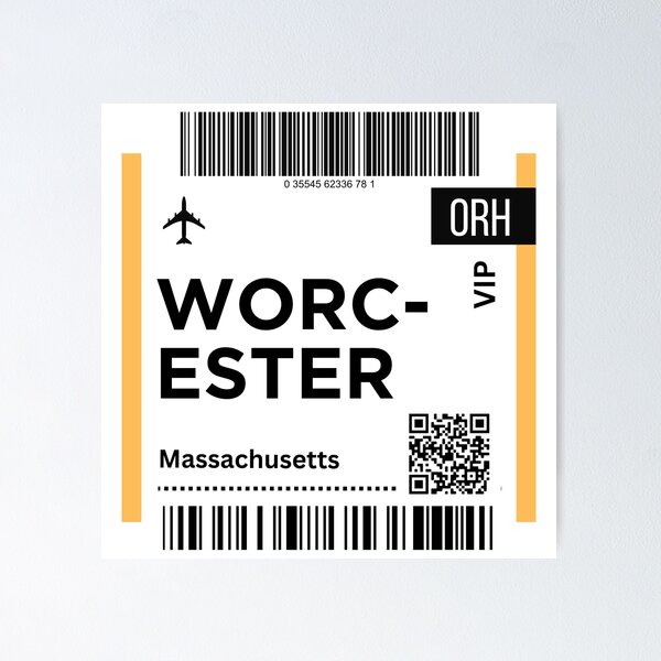 Item preview, Worcester, Massachusetts Airplane Boarding pass designed and sold by RoamInk.