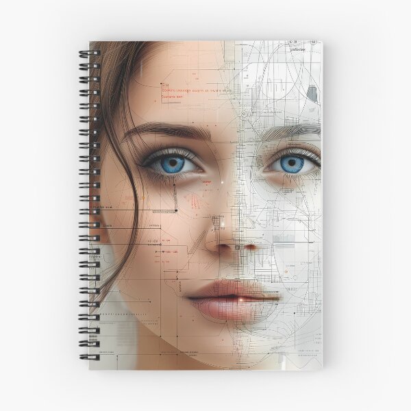 Item preview, Blueprint of Beauty: Technical Elegance Portrait designed and sold by Asymoney.