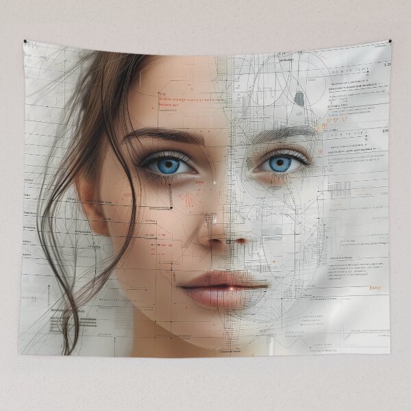 Item preview, Blueprint of Beauty: Technical Elegance Portrait designed and sold by Asymoney.