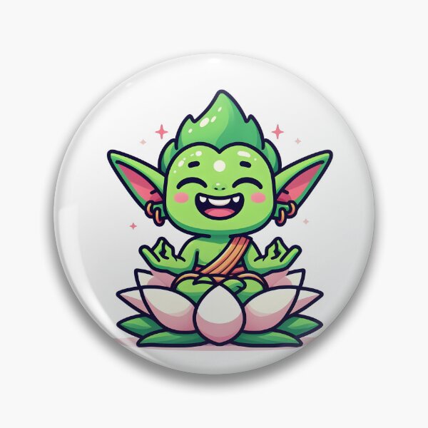 Item preview, Kawaii Grinning Goblin With Sitting On A Lotus Flower designed and sold by CanvasCutie.