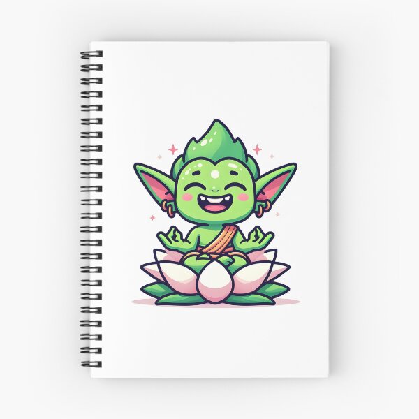 Item preview, Kawaii Grinning Goblin With Sitting On A Lotus Flower designed and sold by CanvasCutie.