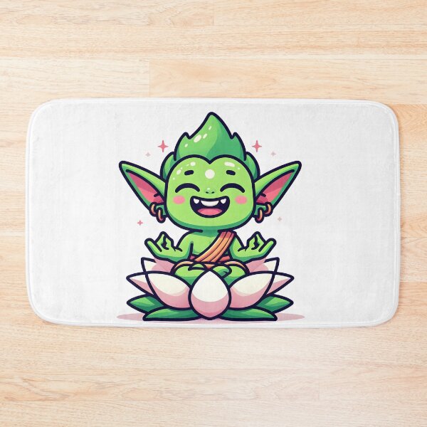 Item preview, Kawaii Grinning Goblin With Sitting On A Lotus Flower designed and sold by CanvasCutie.