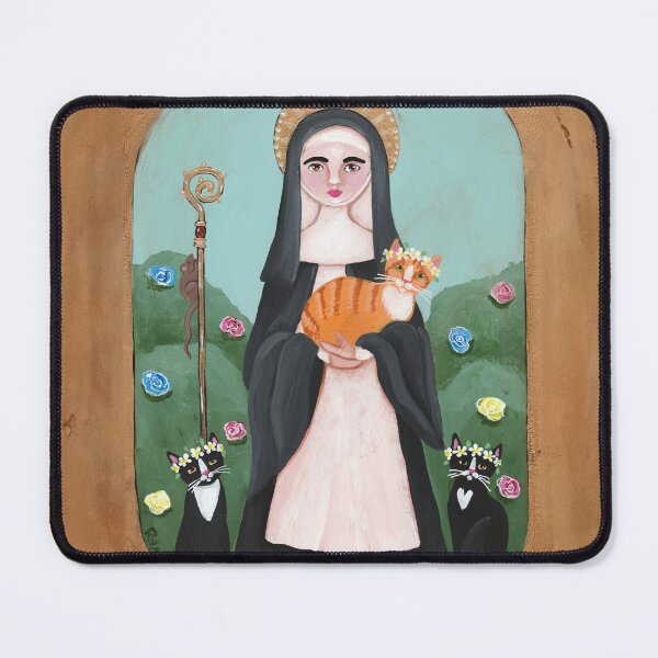 Item preview, Saint Gertrude of Nivelles and Cat designed and sold by KilkennyCat Art.