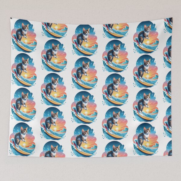 Item preview, Cat, Surf and Waves designed and sold by Digital Dreams Arts.