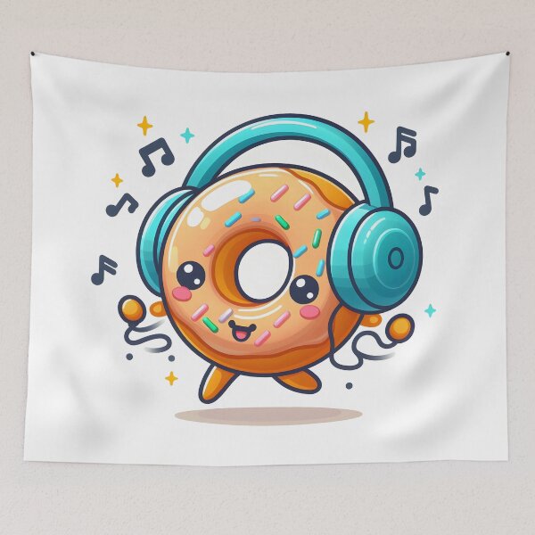 Item preview, Kawaii Donut: With Headphones designed and sold by CanvasCutie.